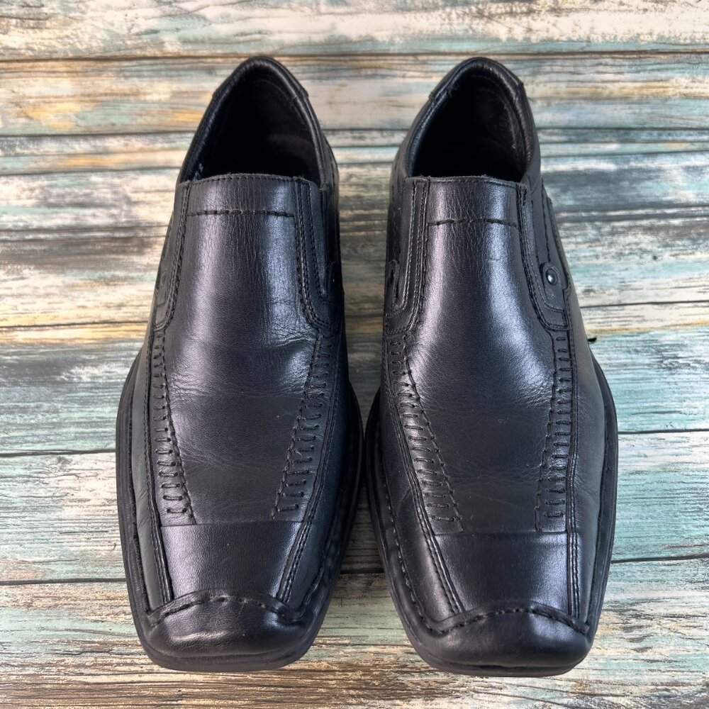 Structure Loafers Mens Sz 8.5M Black Leather Dress Work Shoes Square Toe Slip On